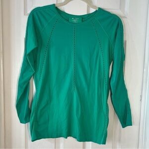 Athleta Foothill Seamless‎ Long Sleeve Top Lagoon Teal Green Size Small